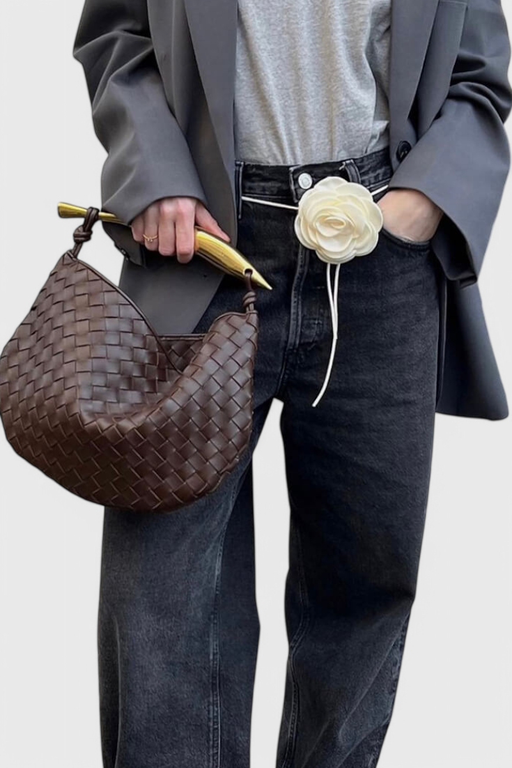 Gerda Bolso Woven Bag with Gold Handle