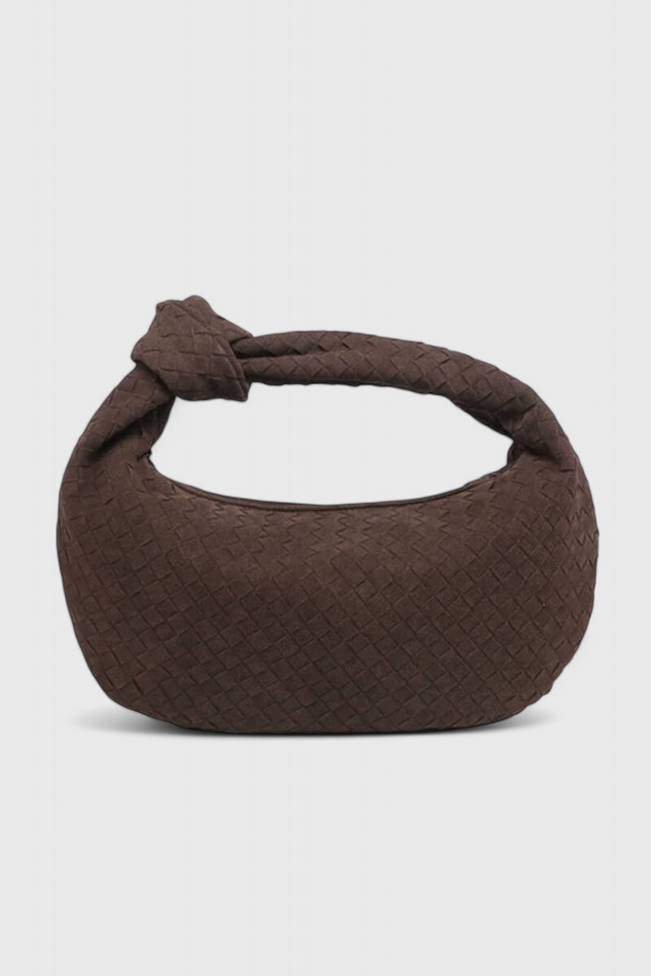 Purple Medium Woven Bag with Knot Detail
