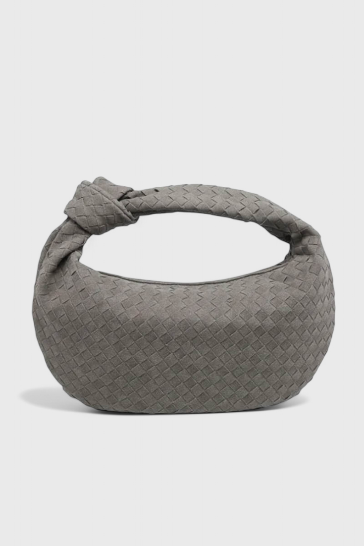 Purple Medium Woven Bag with Knot Detail