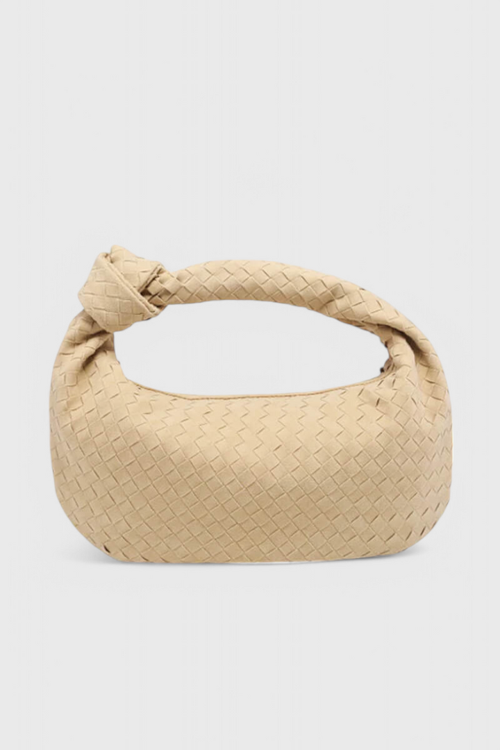 Purple Medium Woven Bag with Knot Detail