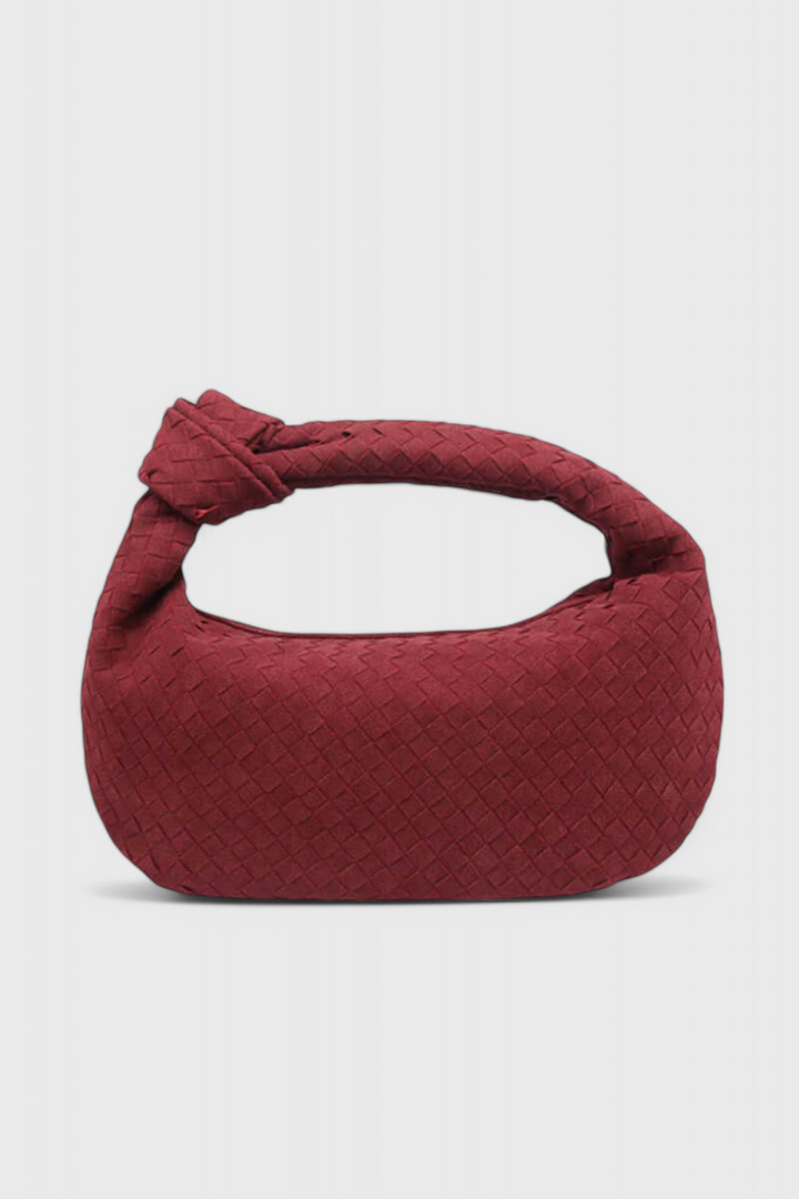 Purple Medium Woven Bag with Knot Detail