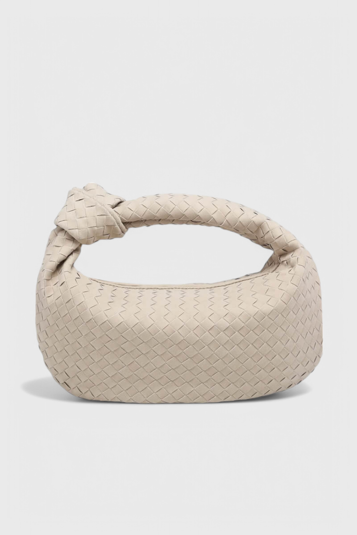 Purple Medium Woven Bag with Knot Detail