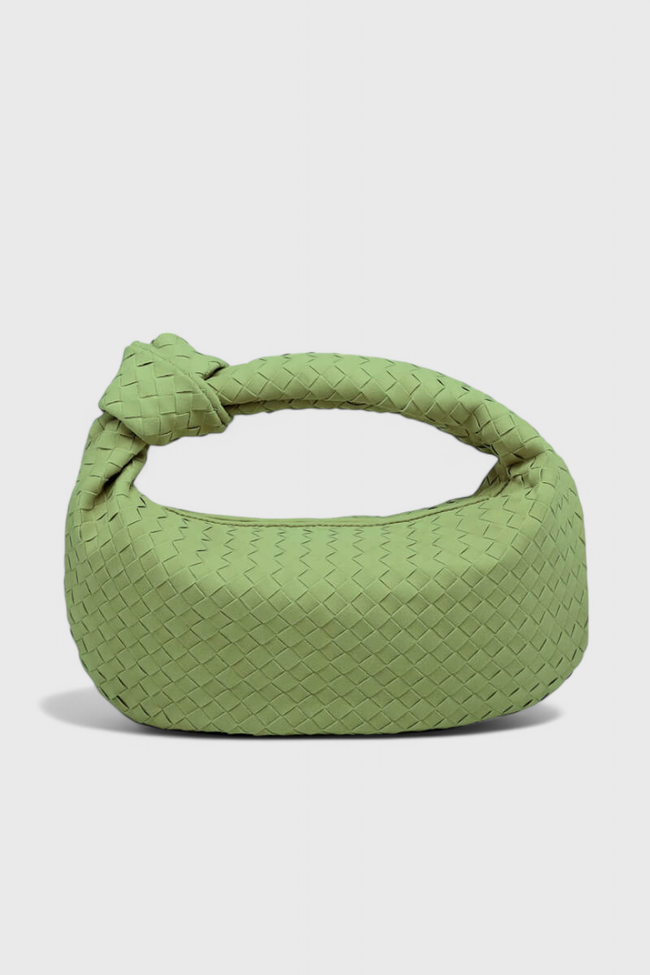 Purple Medium Woven Bag with Knot Detail