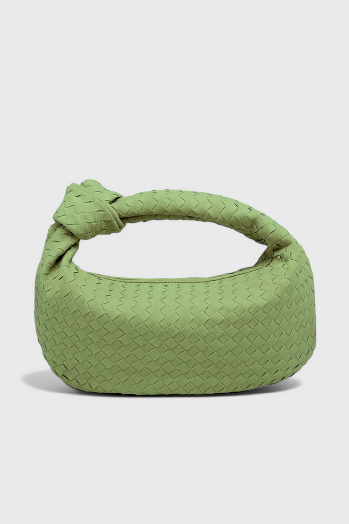 Purple Medium Woven Bag with Knot Detail