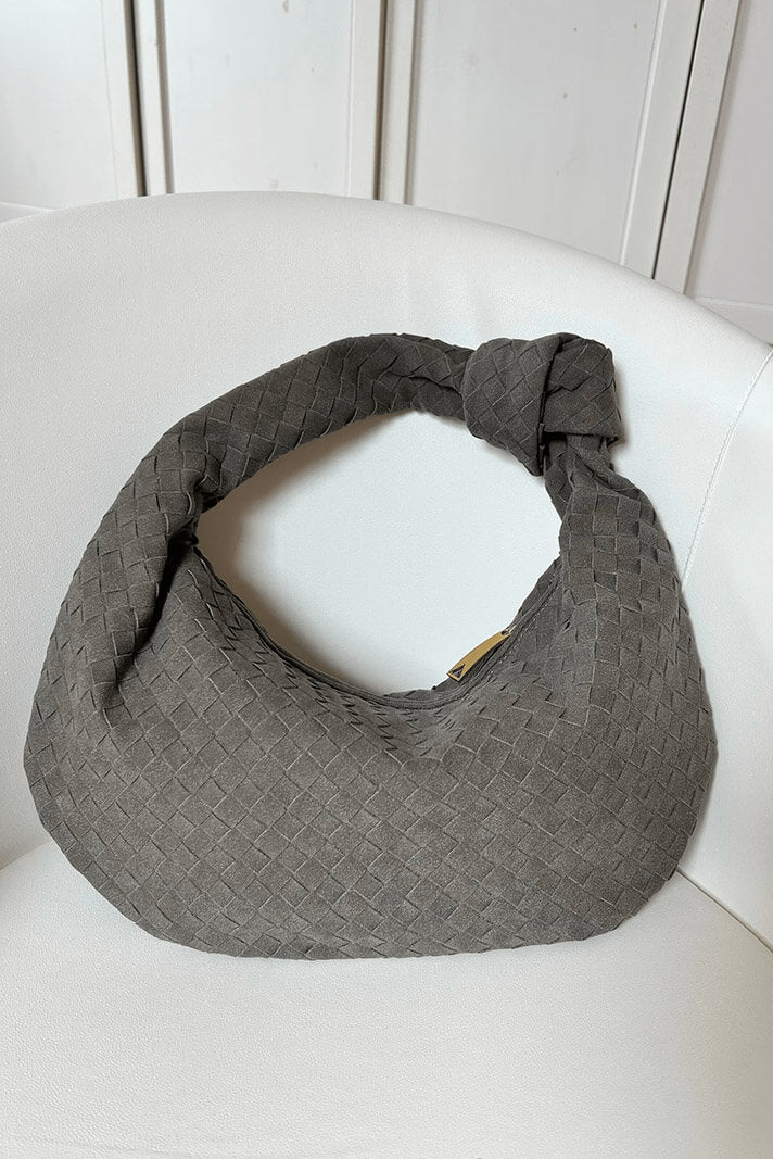 Purple Medium Woven Bag with Knot Detail