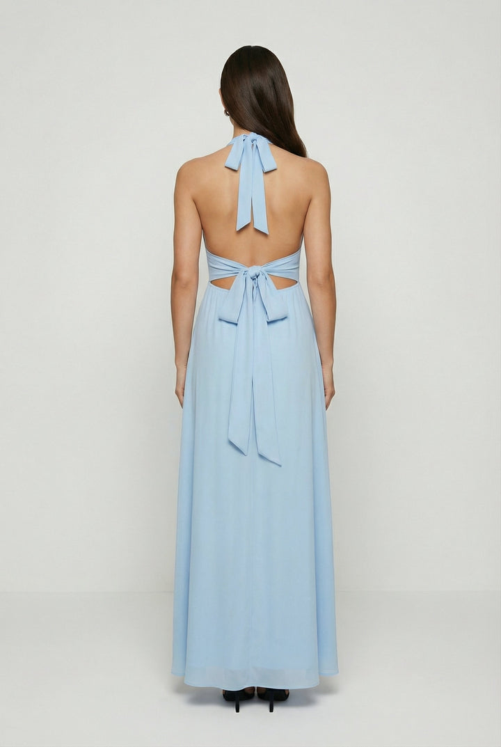 Paulinána | Blue Maxi Dress Featuring an Open Back
