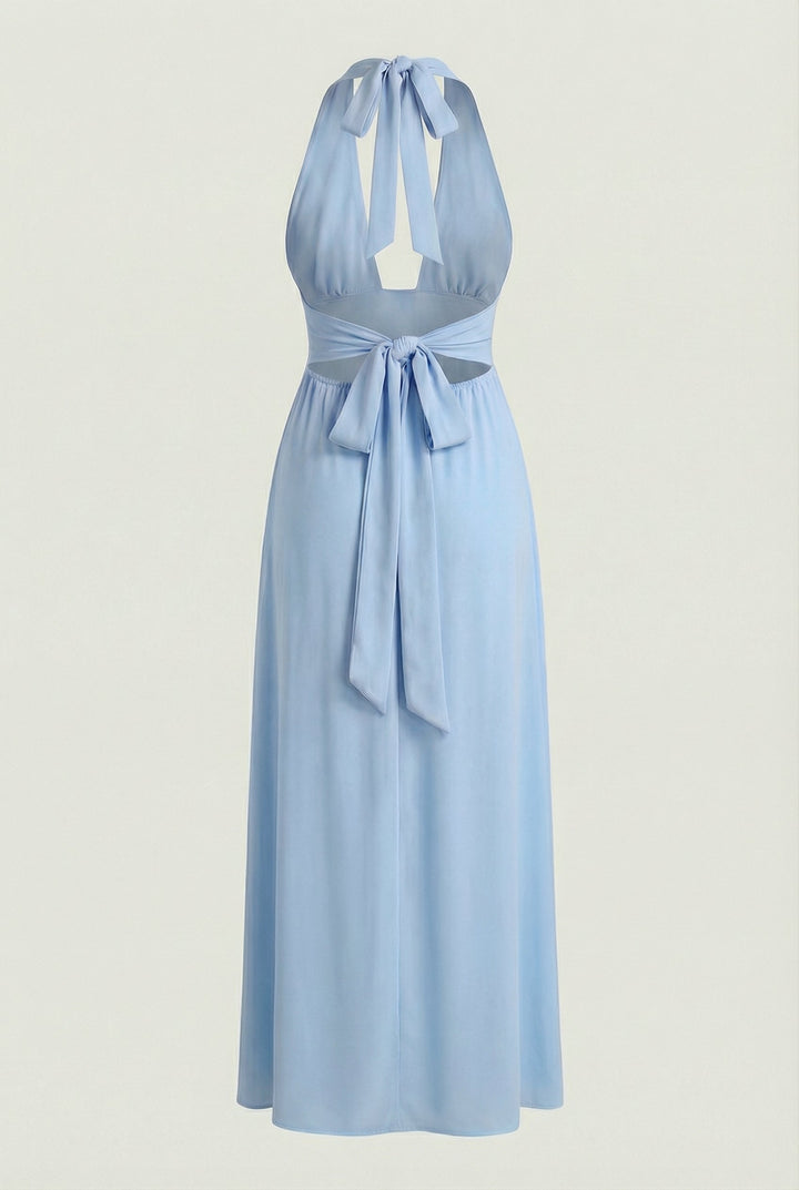 Paulinána | Blue Maxi Dress Featuring an Open Back