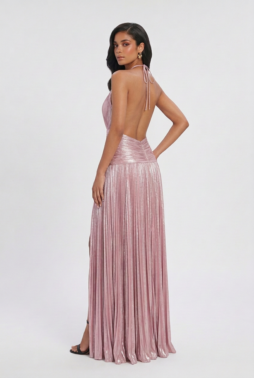 Ivana | Glossy Pink Maxi Gown