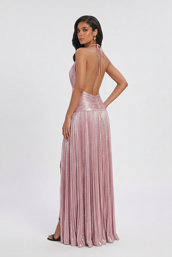 Ivana | Glossy Pink Maxi Gown