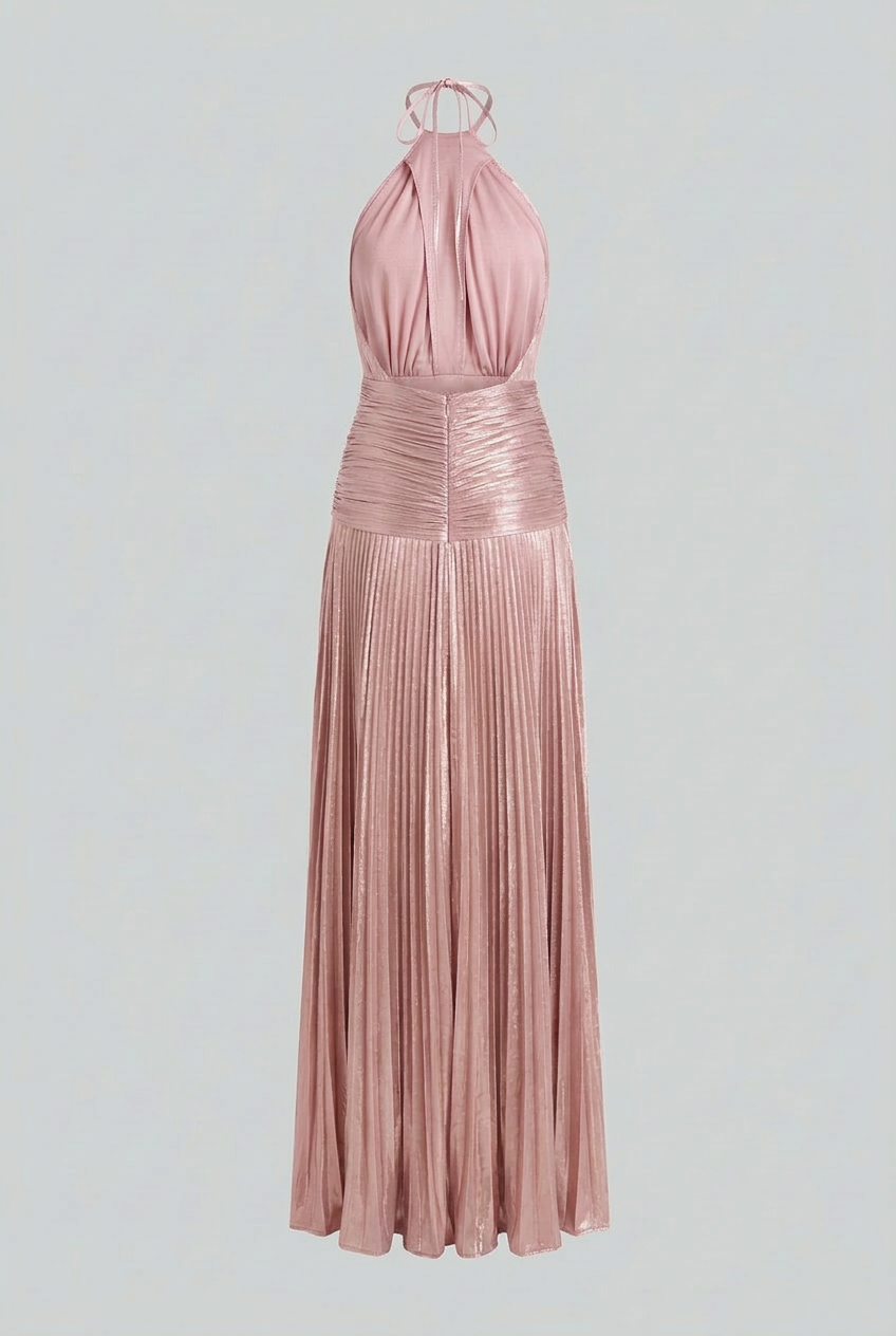Ivana | Glossy Pink Maxi Gown