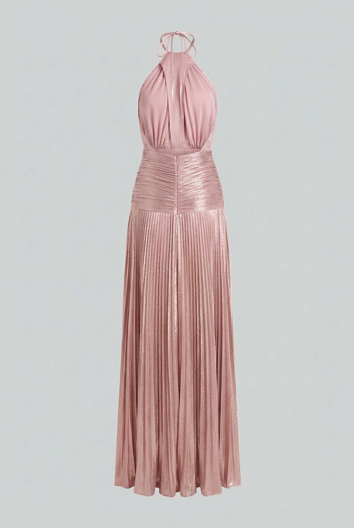 Ivana | Glossy Pink Maxi Gown