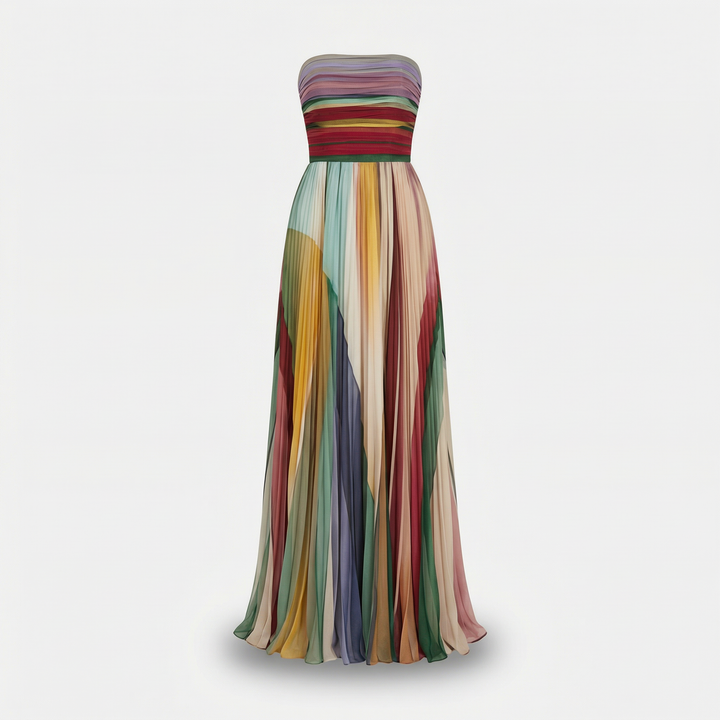 Helena | Lightweight Strapless Maxi Dress with Pleated Skirt