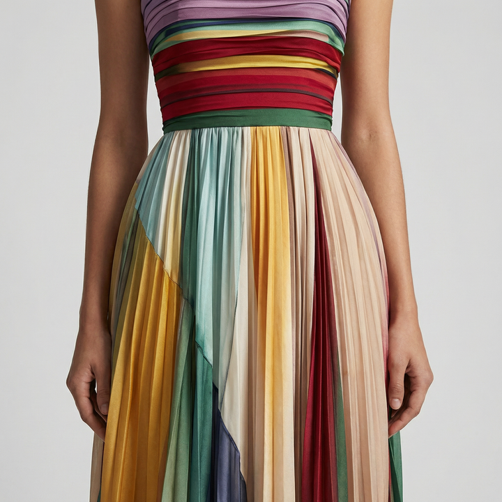 Helena | Lightweight Strapless Maxi Dress with Pleated Skirt