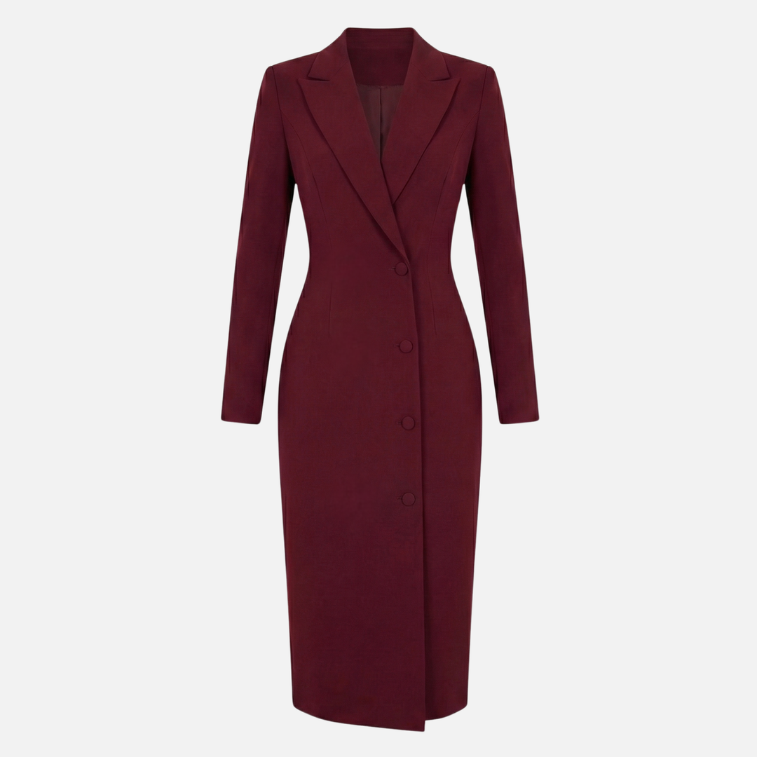 Zita | Tailored Midi Dress Featuring Elegant Toned Buttons