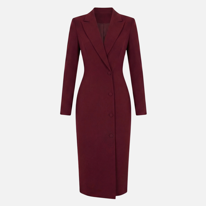 Zita | Tailored Midi Dress Featuring Elegant Toned Buttons
