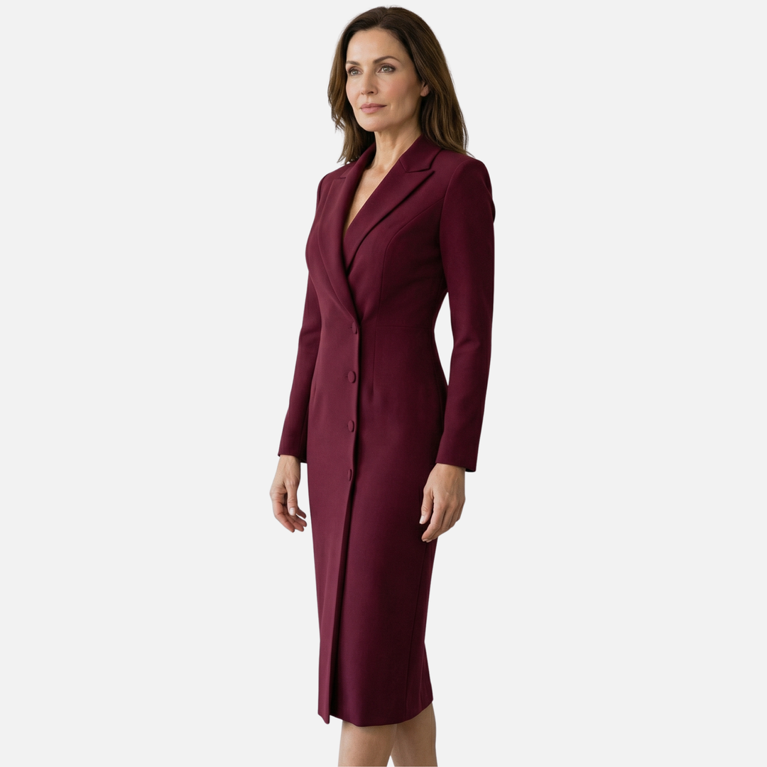Zita | Tailored Midi Dress Featuring Elegant Toned Buttons