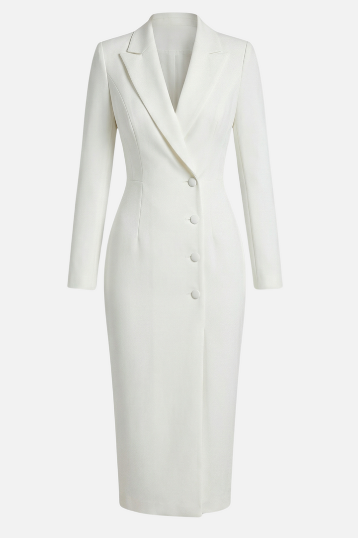 Zita | Tailored Midi Dress Featuring Elegant Toned Buttons