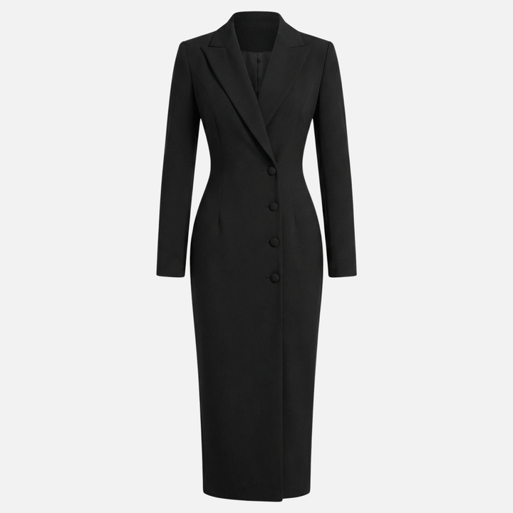 Zita | Tailored Midi Dress Featuring Elegant Toned Buttons