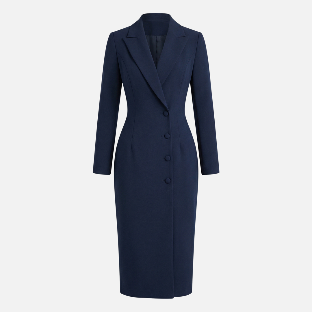 Zita | Tailored Midi Dress Featuring Elegant Toned Buttons