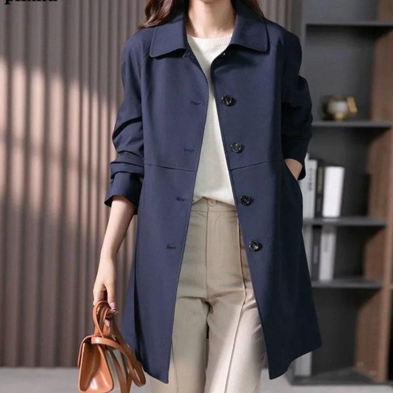 Button-Detail Short Trench Coat for Women