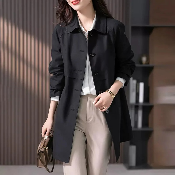 Button-Detail Short Trench Coat for Women