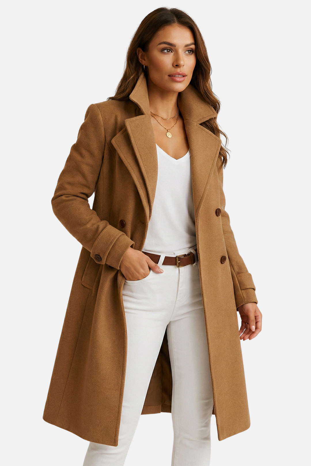 Chic Lapel Collar Long Coat