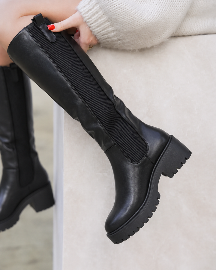 Round Toe High Boots with Side Zipper