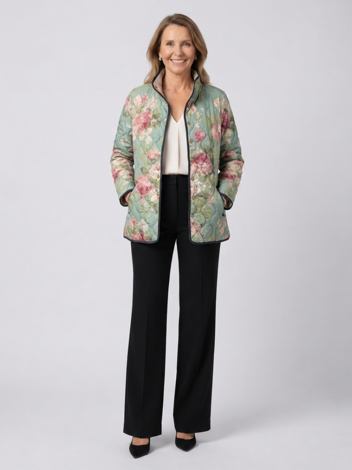 Light Antique Roses Quilted Jacket