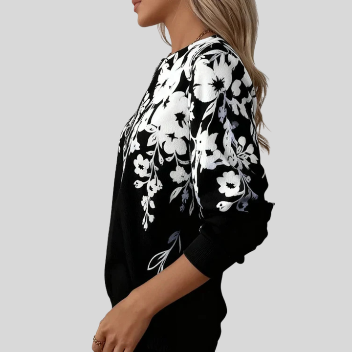 Marjolijn | Zip-Up Floral Blouse