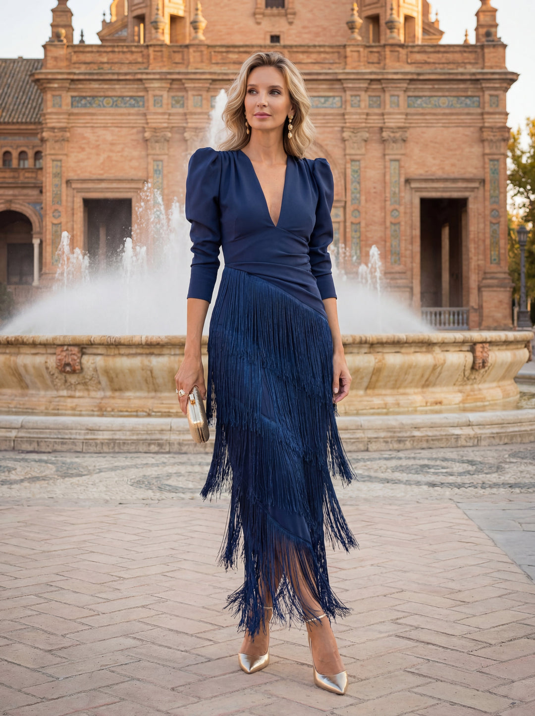 Frida | Mini dress with tassels in sage green