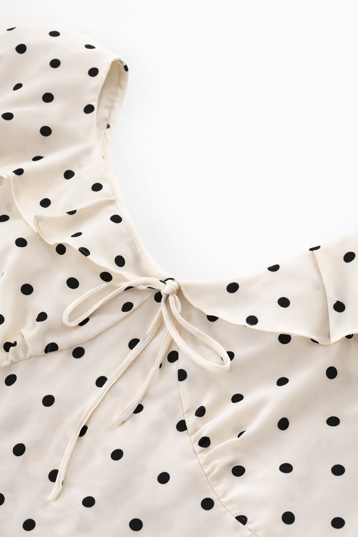 Leticia | Polka Dot Midi Dress with Ruffled Details