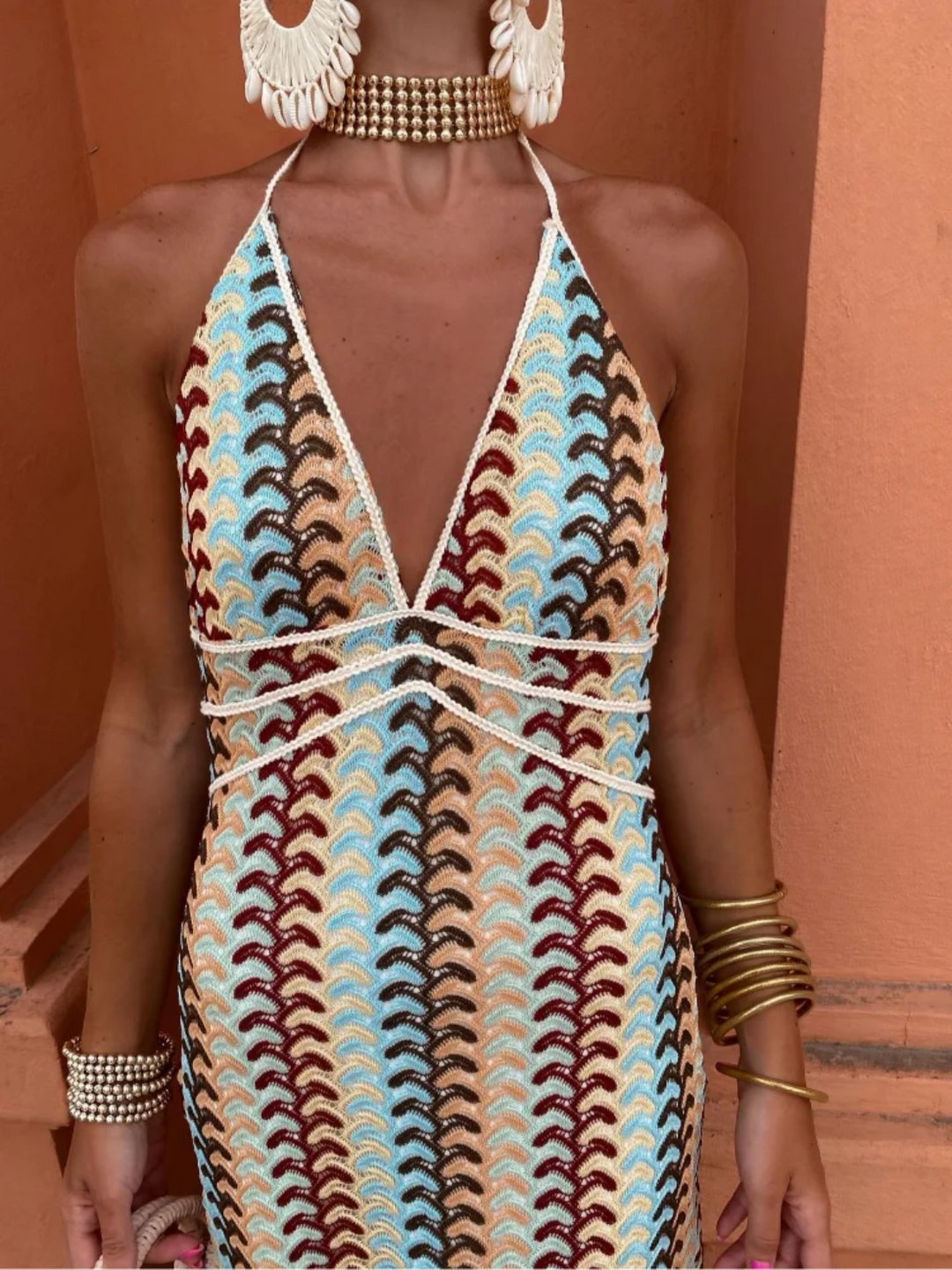 Knitted Maxi Dress with Straps
