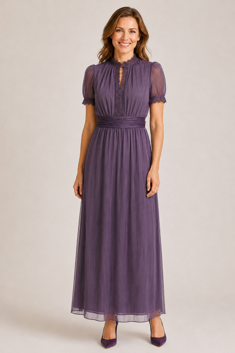 Vilma | Decorative Neckline Maxi Dress