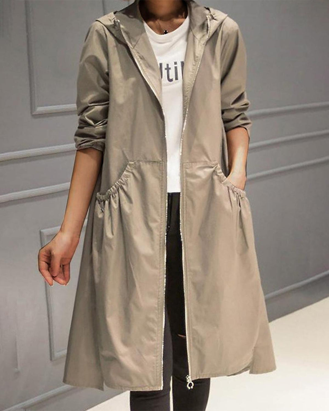 Women's Long Waterproof Coat for Fall and Winter