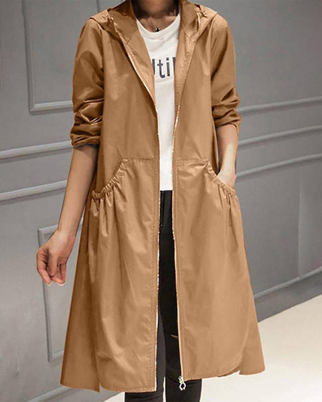 Women's Long Waterproof Coat for Fall and Winter