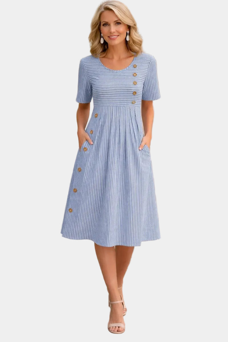 Eva - Striped Midi Dress
