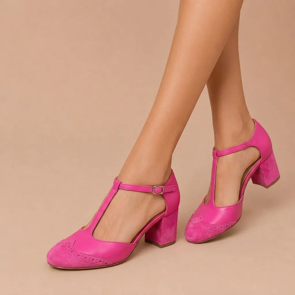 Vantelle | T-BAR Heeled Sandals with Strap