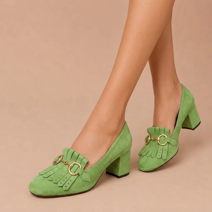Phoebe - Heeled Shoe with Gold Buckle