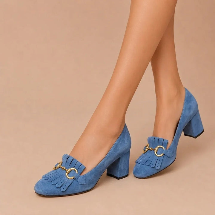 Phoebe - Heeled Shoe with Gold Buckle
