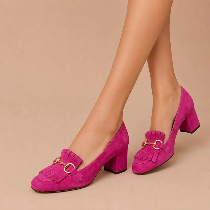 Phoebe - Heeled Shoe with Gold Buckle