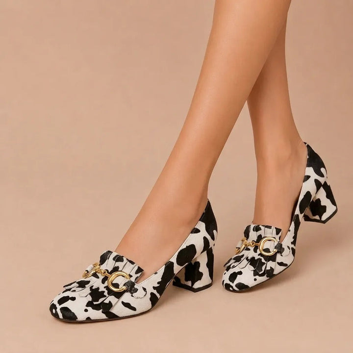 Phoebe - Heeled Shoe with Gold Buckle