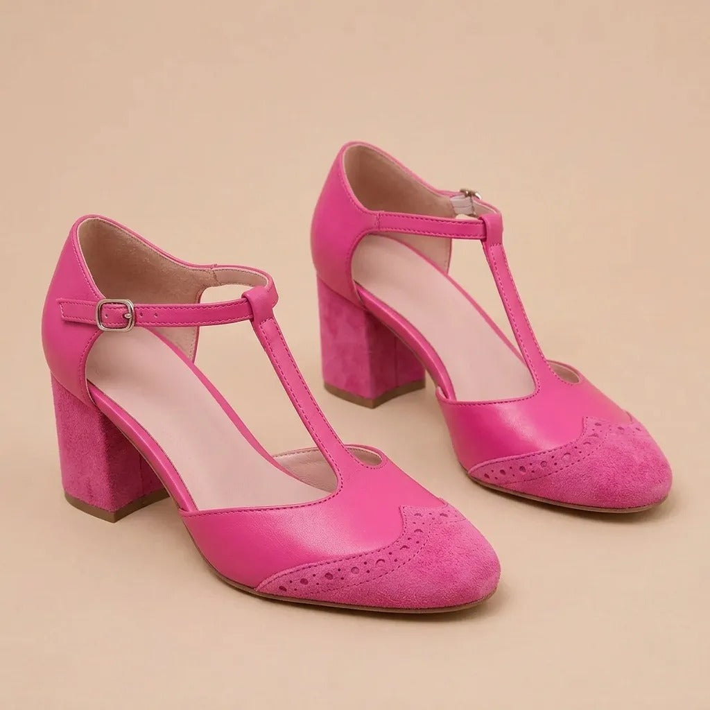 Vantelle | T-BAR Heeled Sandals with Strap