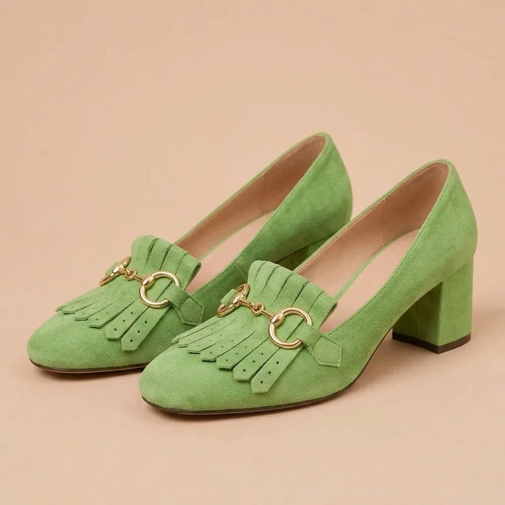 Phoebe - Heeled Shoe with Gold Buckle