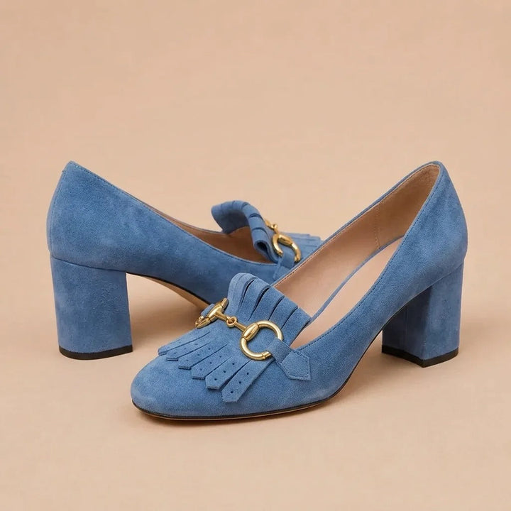 Phoebe - Heeled Shoe with Gold Buckle
