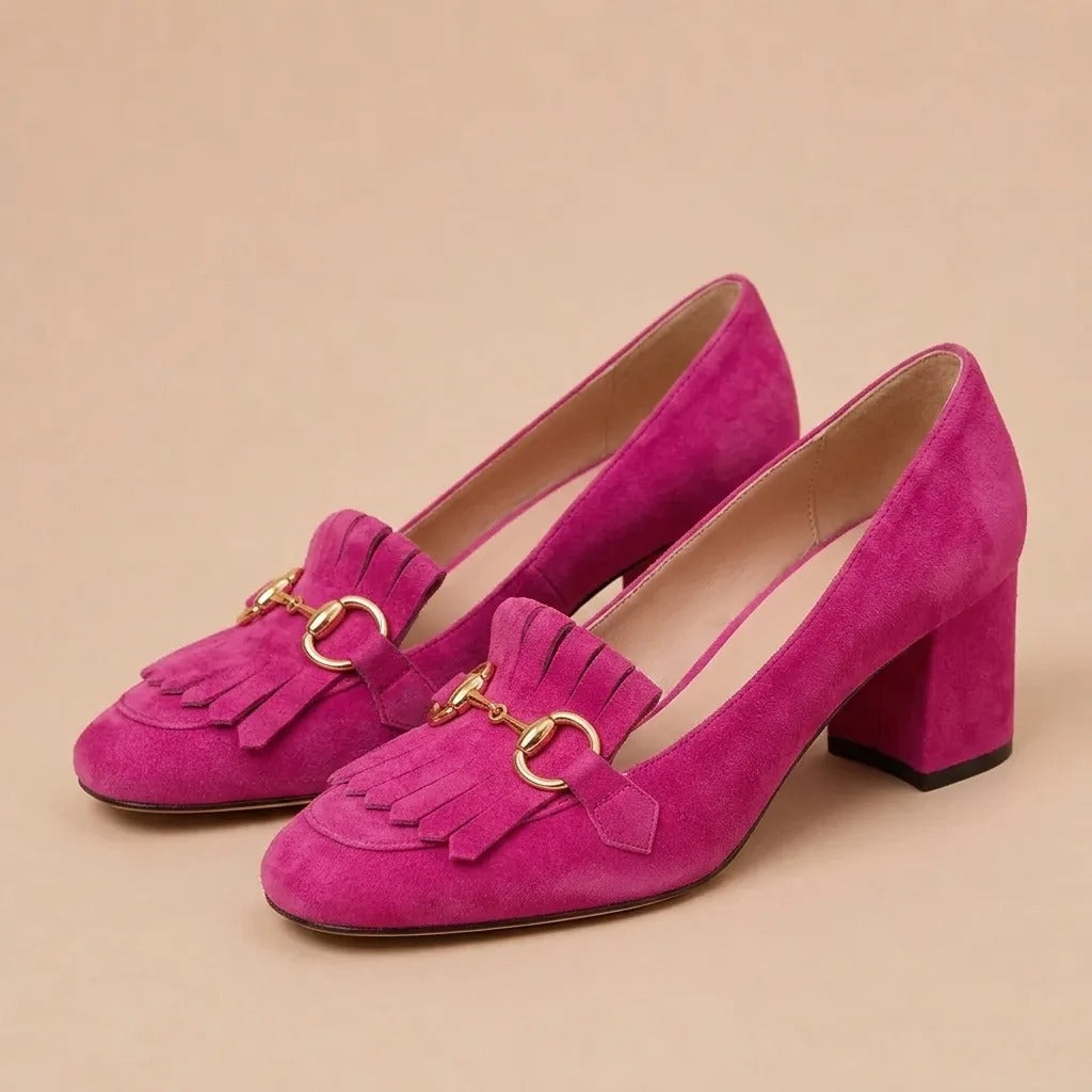 Phoebe - Heeled Shoe with Gold Buckle