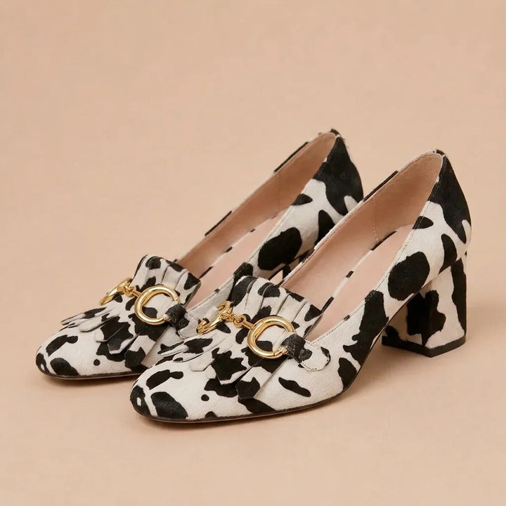 Phoebe - Heeled Shoe with Gold Buckle