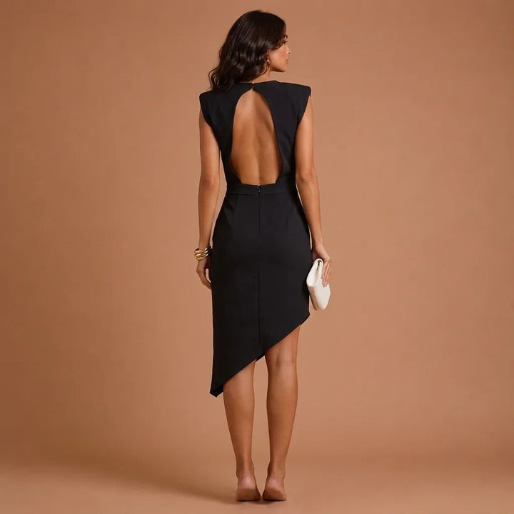 Lana - Asymmetric dress with structured shoulders
