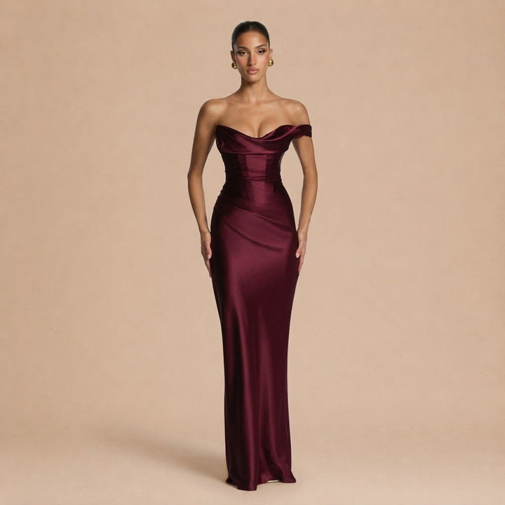 Carolina™ Dress - Asymmetrical Elegance with Satin Flow