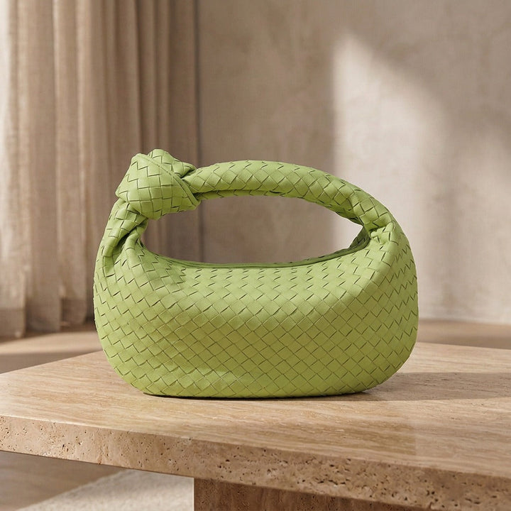Purple Medium Woven Bag with Knot Detail