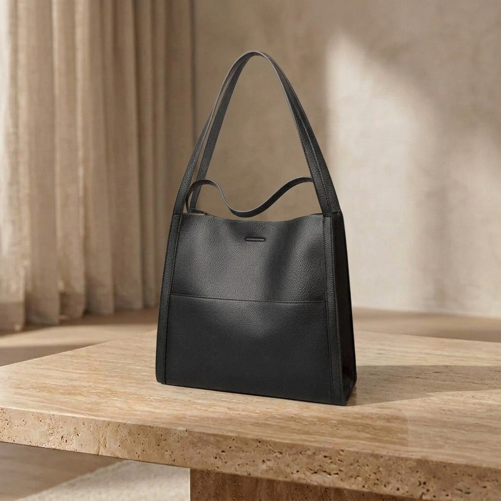Plousia - Leather Shoulder Bag in a Simple and Elegant Design